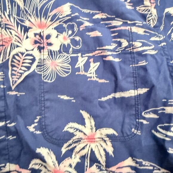 Tommy Bahama Blue Hawaiian Print Short Sleeve Shirt - Size Medium - Picture 5 of 11